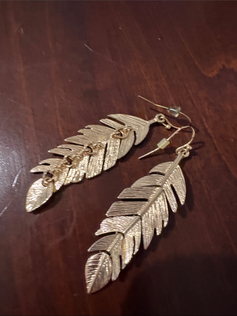 Gold looking leaf dangle Earrings - Women's Jewelry